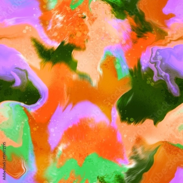 Fototapeta Abstract Hand Drawing Digital Watercolor Painting Marble Textured Liquid Fluid Wavy Seamless Pattern Tie Dye Batik Background