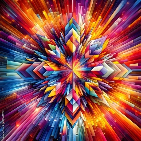 Fototapeta Vibrant Vertex abstract colorful shapes swirling and converging in a radiant display
