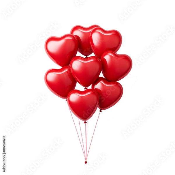 Fototapeta Red balloons isolated on transparent background cutout