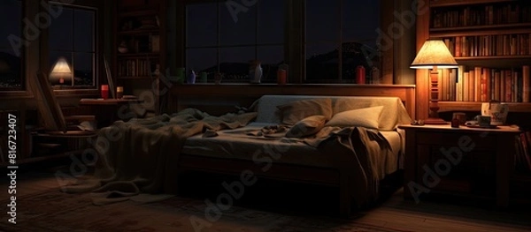 Fototapeta The room exudes a cozy and inviting ambiance. with copy space image. Place for adding text or design