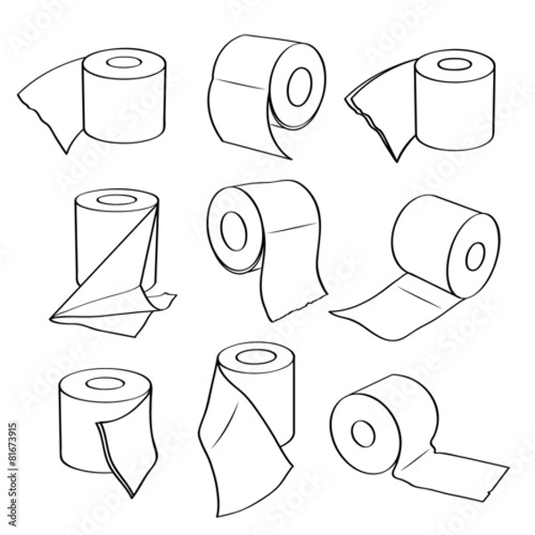 Fototapeta Simple set icons of toilet paper rolls.