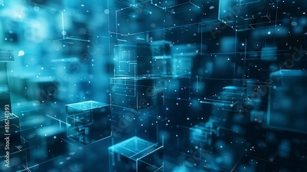 Obraz abstract dark blue square futuristic background