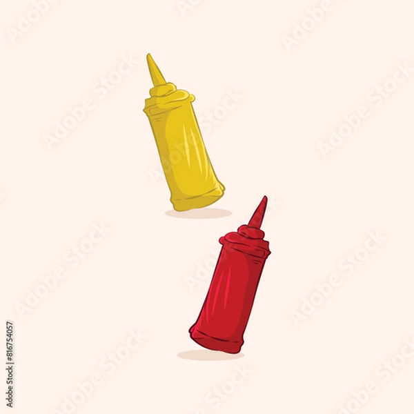 Fototapeta Vector Illustration of chili sauce and cheese sauce