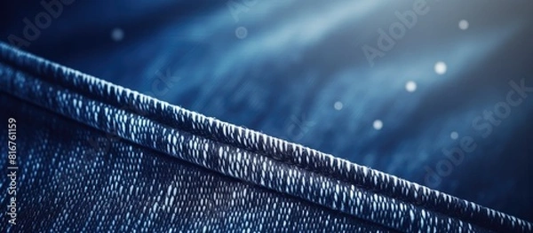 Fototapeta Closeup dark blue jeans denim abstract background with copy space Jean texture abstract background