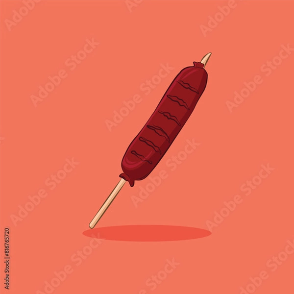 Fototapeta Illustration of a sausage on a skewer