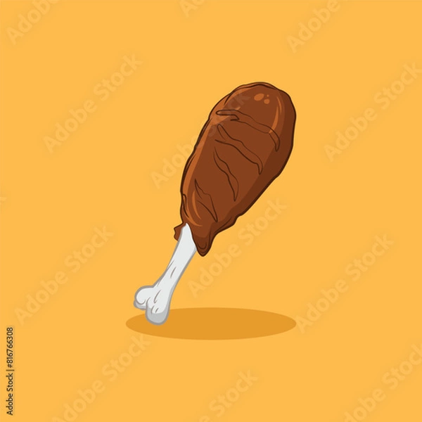 Fototapeta Fried chicken thigh vector illustration