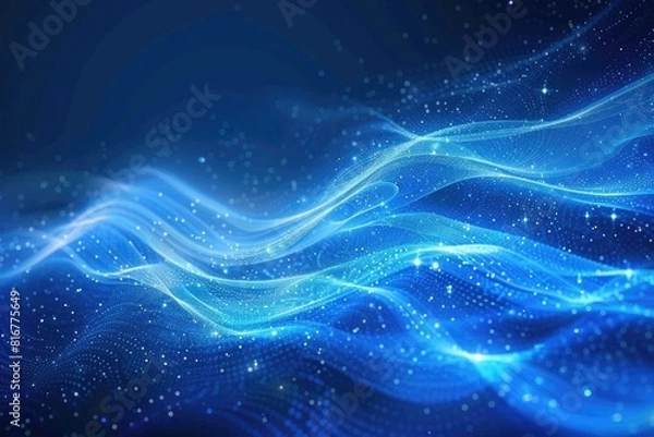 Fototapeta A calming blue background with swirling waves and twinkling stars. Ideal for various design projects