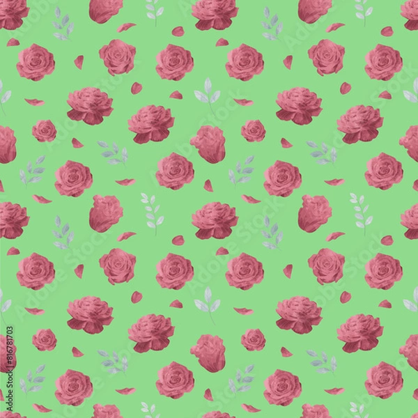 Fototapeta seamless pattern with strawberries