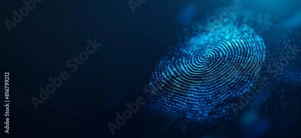 Obraz Blue shiny abstract fingerprint background banner. Symbolizing exceptionality and uniqueness. Human gender identification identity concept.