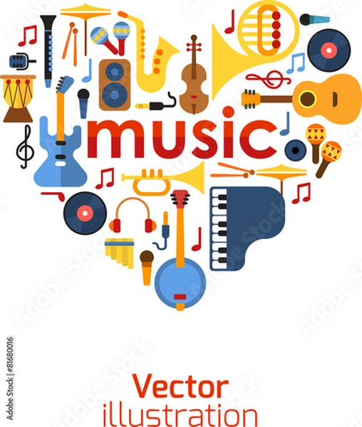 Fototapeta Music Heart set vector.
