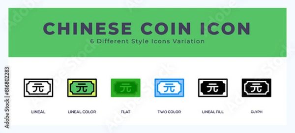 Fototapeta Chinese coin symbol. vector icon symbol. logo illustration. vector graphics