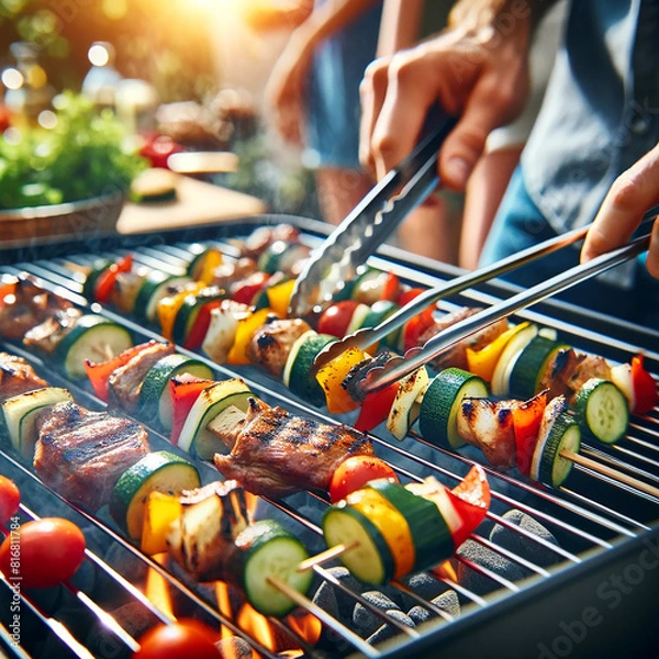 Obraz grilled meat on the grill