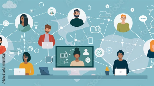 Fototapeta Remote Work Revolution: Virtual Collaboration