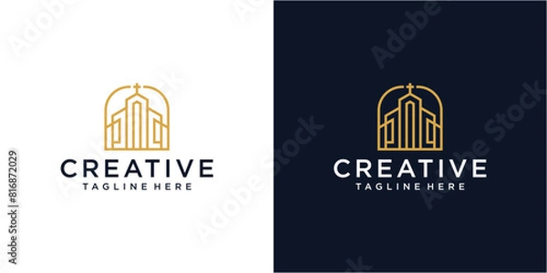 Obraz Creative church building logo design template.