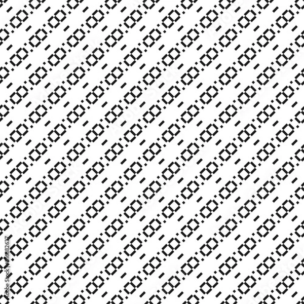 Fototapeta Seamless pattern. Diagonal lines, rectangles, diamonds ornament. Slanted dashes, squares, figures background. Stripes, rhombuses, forms motif. backdrop. Tilted strokes, shapes, dots wallpaper. Vector