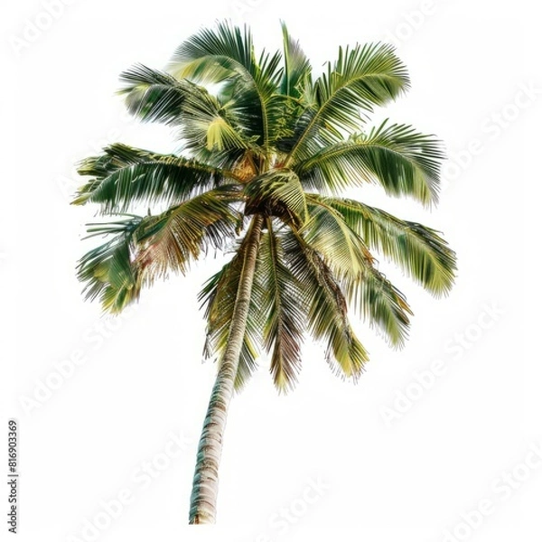 Fototapeta Crown of a palm tree of coconut isolated on white background