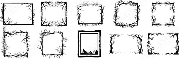 Fototapeta Set of scary frame, vector illustration.