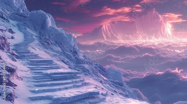 Fototapeta Environment concept, An image of a polar bear stranded on a small, melting ice floe in the Arctic. Illustration image, Minimal Style, Clean and Clear Color,