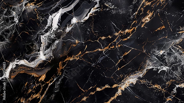 Fototapeta This striking image features deep blue marble textures with shimmering gold veins, creating a luxurious and dramatic visual effect that captures the essence of elegance.