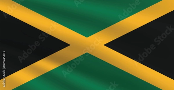 Fototapeta National flag of Jamaica. Jamaica Flag. Waving Jamaica flag.
