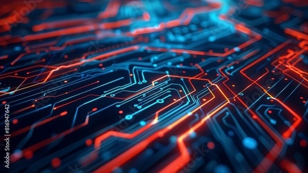 Obraz microcircuit track close-up macro micro chip