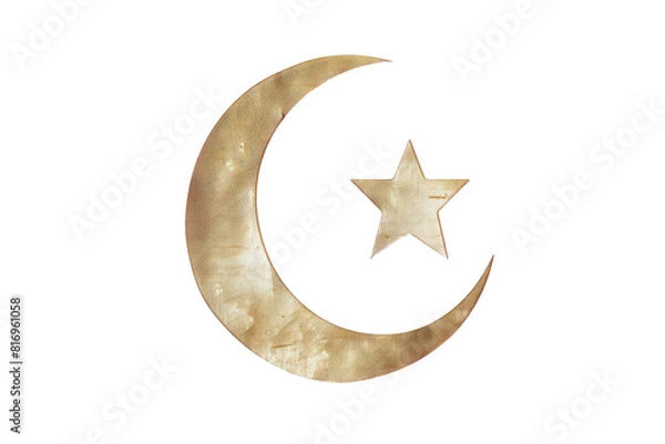 Fototapeta A gold star is on a gold circle, illustrations, clipart, isolated on a transparent background.