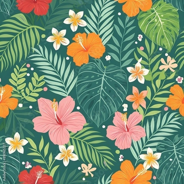 Fototapeta seamless pattern capturing the vibrant energy of a flower tropical paradise