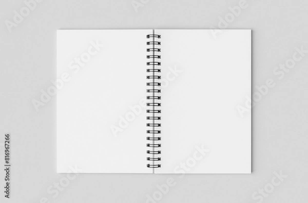 Fototapeta Blank inside of a white spiral notebook mockup.