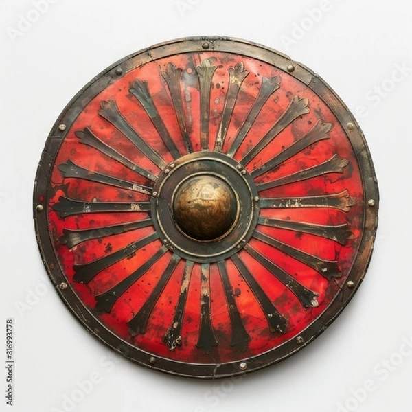 Obraz Roman shield scutum in classic red and black colors against a white backdrop