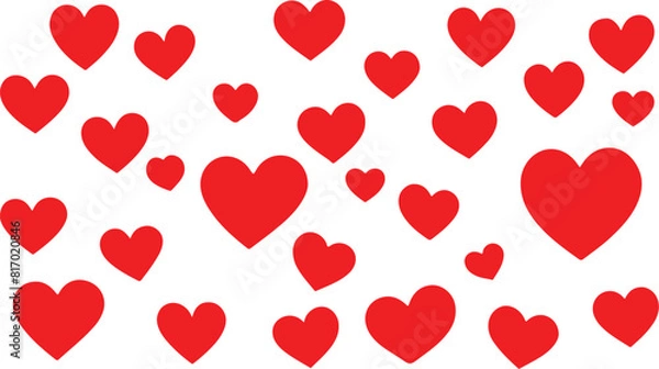 Fototapeta Red Heart Icons, 2D Vector Set, Valentine's Day, Love, Romance