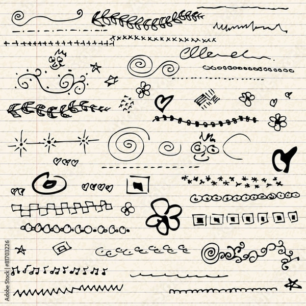Obraz Illustration of scribbles on a sheet of lined paper