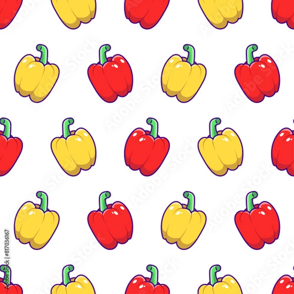 Obraz Cute Colorfull Paprika Cartoon Seamless Pattern Background