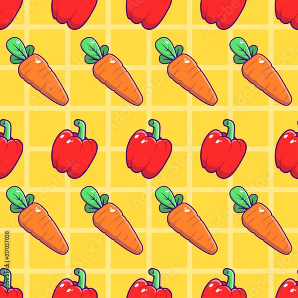 Obraz cute paprika and carrot seamless pattern vector background