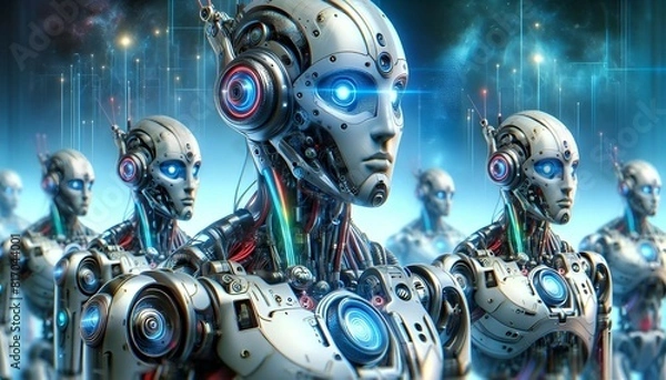 Fototapeta Android soldier cyber mechanic