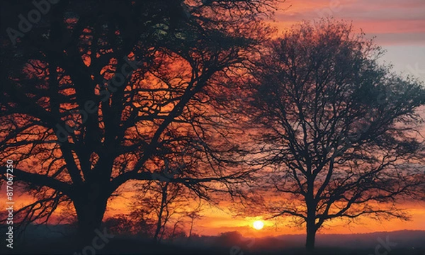 Obraz sunset in the trees