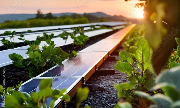Fototapeta a solar panel powered garden