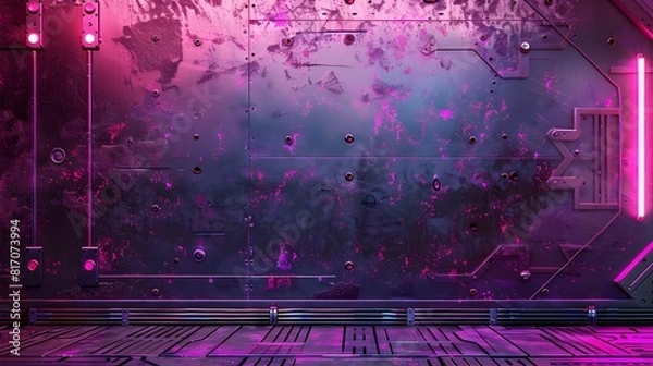 Fototapeta Futuristic Nightscape with Neon Lights Architecture and Glowing Digital Elements in a Vibrant Atmospheric Scene
