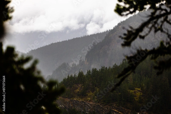 Obraz time lapse of clouds over mountains