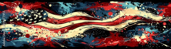 Obraz Abstract American Flag with Bold Colors