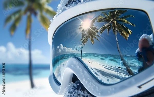 Obraz A detailed shot of frosted ski goggles