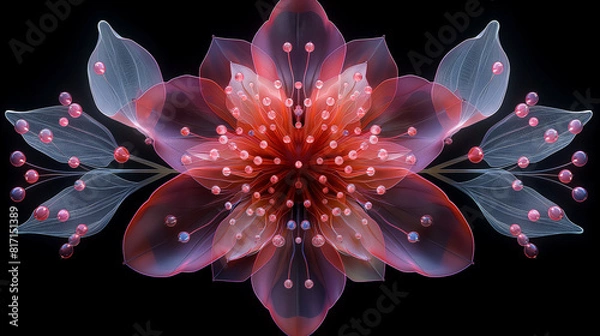 Fototapeta Abstract fractal design. Red. Black. 