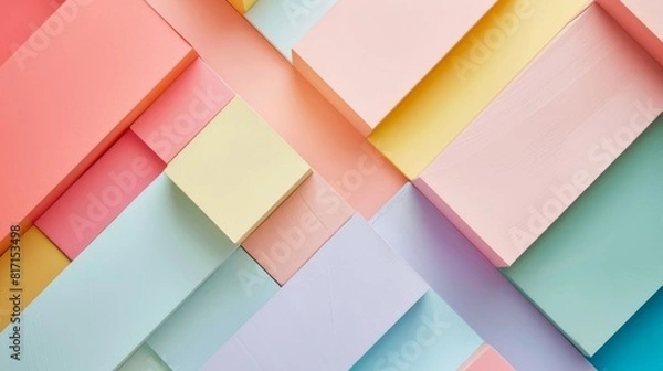 Fototapeta A colorful collage of squares and rectangles in various shades of pink, yellow