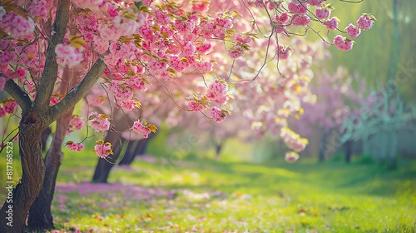 Fototapeta A beautiful picture of Pink flower tree, blooming tree in spring