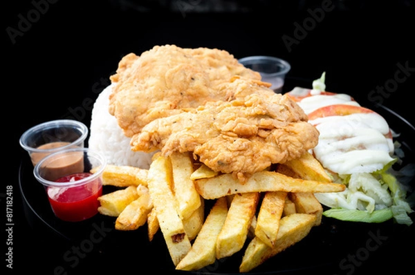 Obraz chicken broasted or Fried chicken Broasted chicken is battered and cooked in oil as well, Crispy fried chicken broast