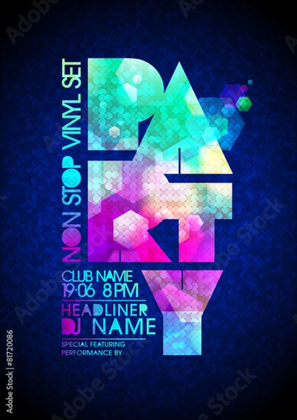 Obraz Nieustający winylowy plakat imprezowy.