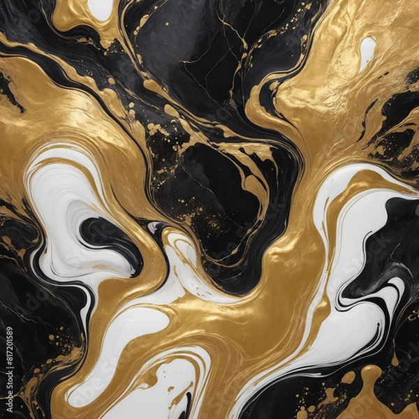 Fototapeta Marble effect of fluid paint being mixed together to create a background
