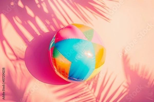 Obraz colorful inflatable ball on a pastel pink background