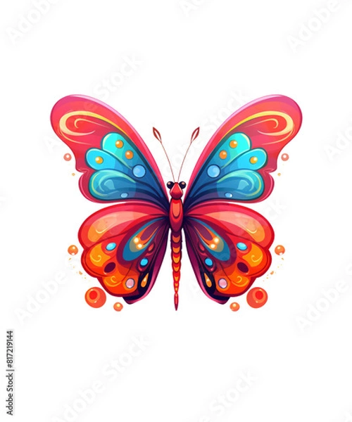 Fototapeta Colorful Butterfly in flight isolated on a transparent background.