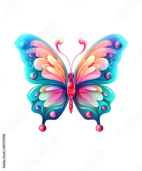 Fototapeta Colorful Butterfly in flight isolated on a transparent background.