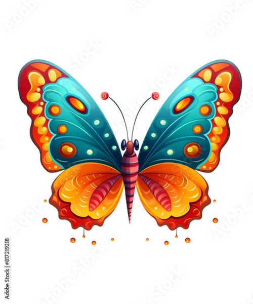 Fototapeta Colorful Butterfly in flight isolated on a transparent background.